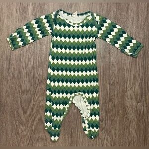 Kate Quinn Green and White Argyle Harlequin 3-6 Month Onesie
